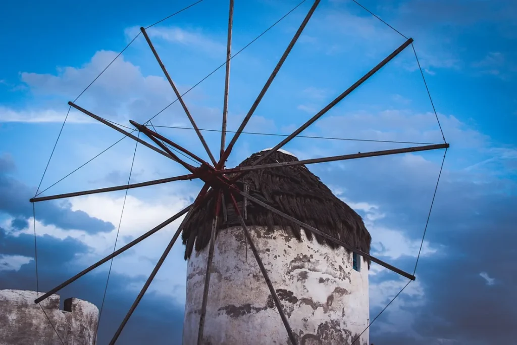Windmühlen von Kato Mili in Mykonos-Stadt